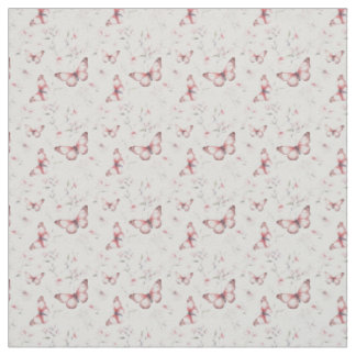 Blush Pink Butterflies Pastel Floral Elegance Fabric