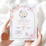 Blush Pink Butterfly Bat Mitzvah Floral Invitation<br><div class="desc">Blush Pink Butterfly Bat Mitzvah Floral Invitation | Blush Pink Floral Bat Mitzvah Invitation | Hebrew Girl Religious Celebration Invitation | Jewish Tradition Bat Mitzvah Invitation | Daughter Called to The Torah Invitation</div>