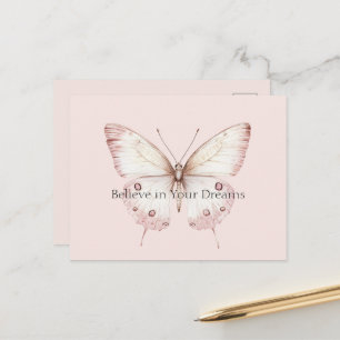 Blush Pink Butterfly Believe in Dreams Postcard