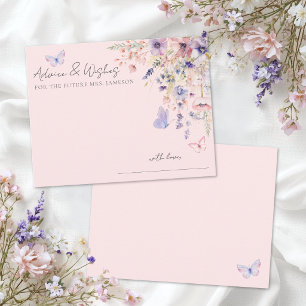 Blush Pink Butterfly Floral Bridal Shower Advice Enclosure Card