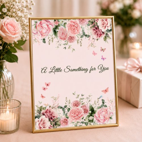 Blush Pink Butterfly Floral Favor Table Sign