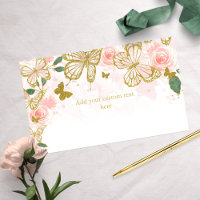 Blush Pink Butterfly Floral Quinceanera Insert Car