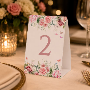 Blush Pink Butterfly Table Numbers Paper Table Tent