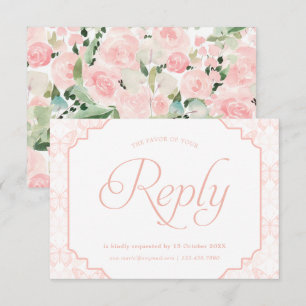 Blush Pink Butterfly Watercolor Florals Quiceanera RSVP Card