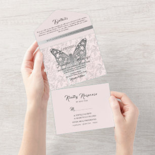 Blush Pink Butterfly Wedding Invitation