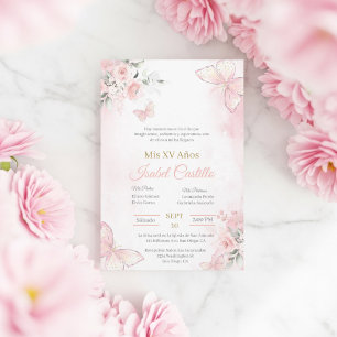 Blush Pink butterlfly Quinceanera invitation