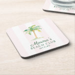 Blush Pink Cabana Stripes Palm Beach Club Birthday Beverage Coaster<br><div class="desc">Blush Pink Cabana Stripes Palm Beach Club Birthday beverage coaster</div>