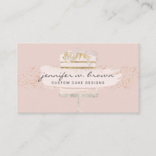 Blush Pink Cake Glitter Decorating Floral Bakery Business Card