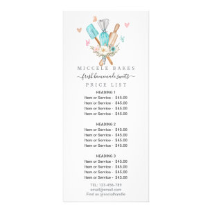 Blush Pink Cake Mixer Floral Bakery Service Price  Rack Card