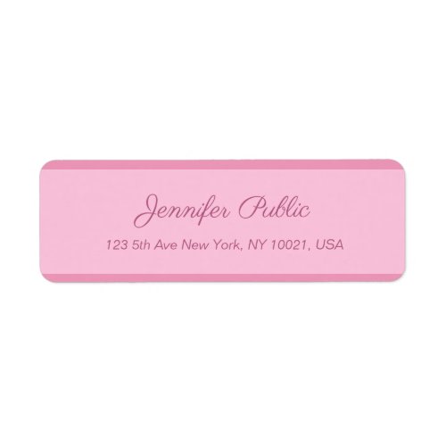 Blush Pink Calligraphed Script Text Elegant Return Label