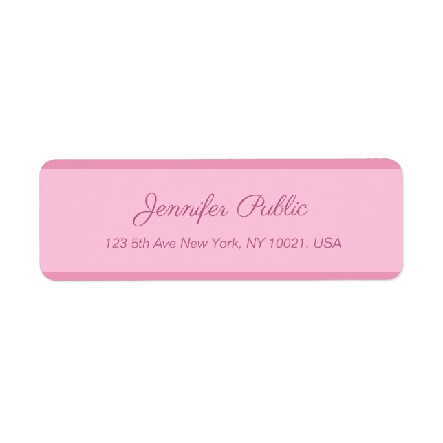 Blush Pink Calligraphed Script Text Elegant Return Label (Front)