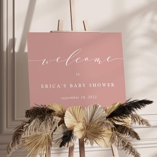 Blush Pink Calligraphy Baby Shower Welcome Sign