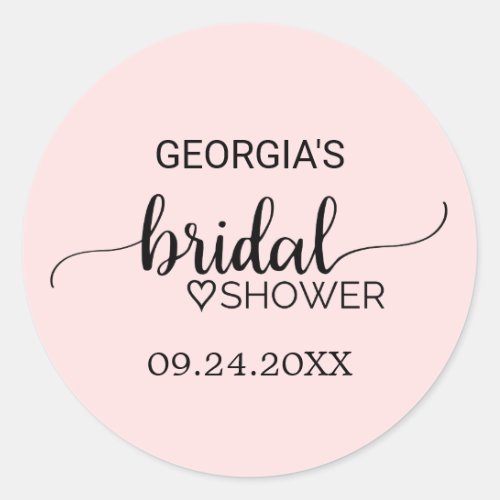 Blush Pink Calligraphy Bridal Shower Favor Sticker