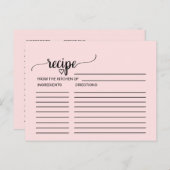 Blush Pink Calligraphy Bridal Shower Recipe Cards (Front/Back)