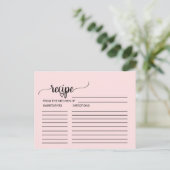 Blush Pink Calligraphy Bridal Shower Recipe Cards (Standing Front)