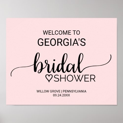 Blush Pink Calligraphy Bridal Shower Welcome Poster