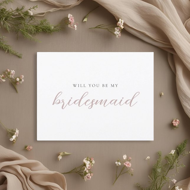 Blush Pink Calligraphy Bridesmaid Proposal Card (Creator Uploaded)