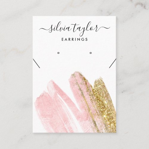 Blush Pink Calligraphy Earring Necklace Display Business Card