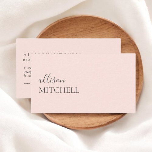 Blush Pink Calligraphy Elegant Girly Business Card