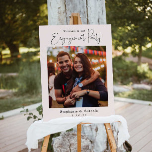 Blush Pink Calligraphy Engagement Party Sign