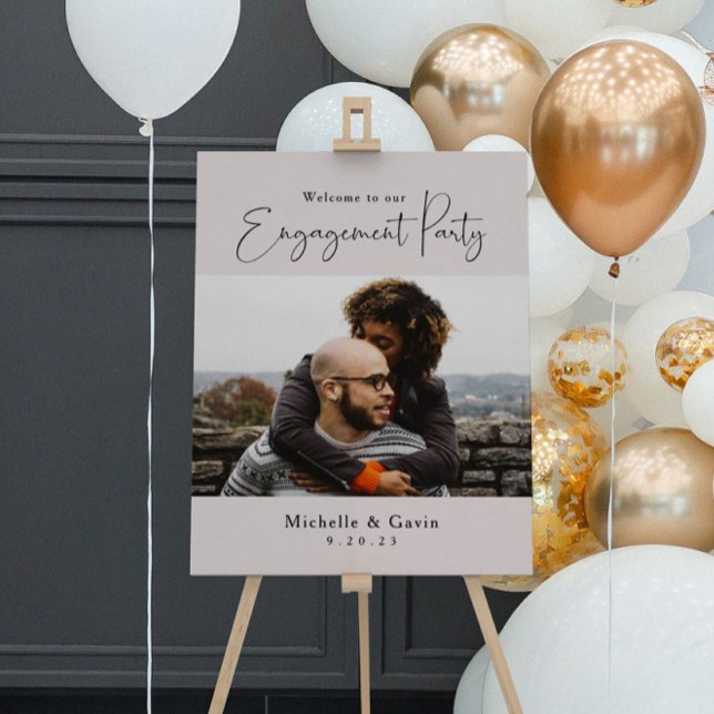 Blush Pink Calligraphy Engagement Party Sign (Creator Uploaded)