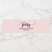 Blush Pink Calligraphy "Let's Party" Bachelorette Water Bottle Label (Single Label)