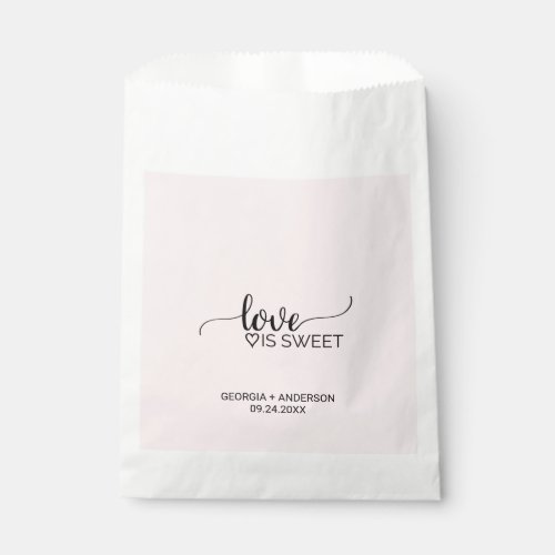 Blush Pink Calligraphy Love is Sweet Wedding Favor Bag