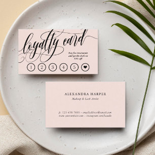 Blush Pink Calligraphy Loyalty Punch Card