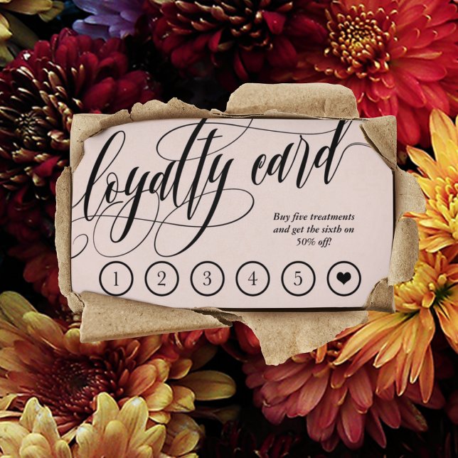 Blush Pink Calligraphy Loyalty Punch Card (Creator Uploaded)