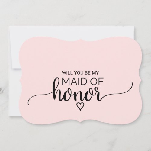 Blush Pink Calligraphy Maid Of Honor Proposal Invitation