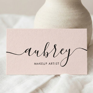 Blush Pink Calligraphy Minimalist Girly Business Card