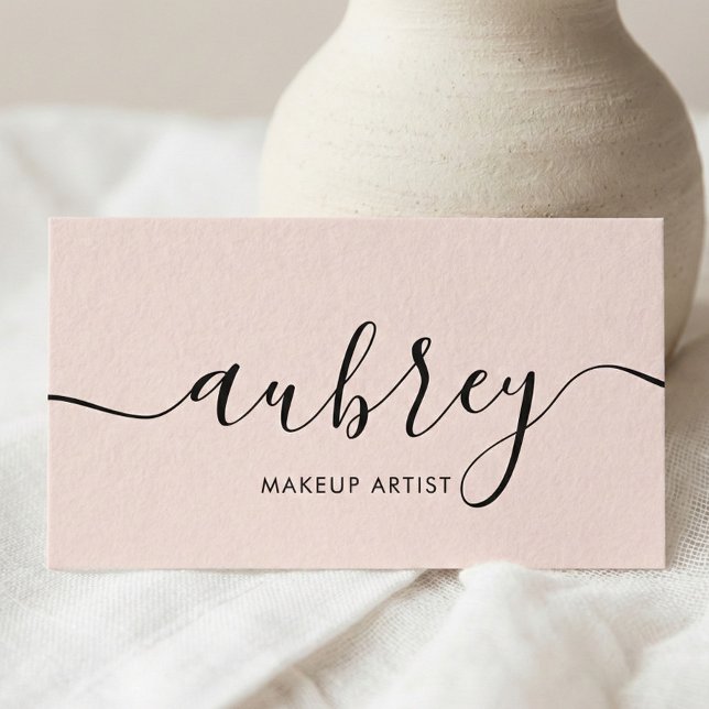 Blush Pink Calligraphy Minimalist Girly Business Card (Creator Uploaded)