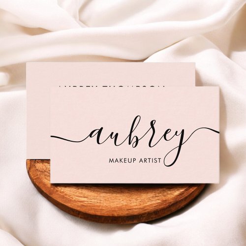 Blush Pink Calligraphy Minimalist Girly Business Card