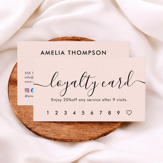 Blush Pink Calligraphy QR Code Girly Loyalty Card (Creator Uploaded)