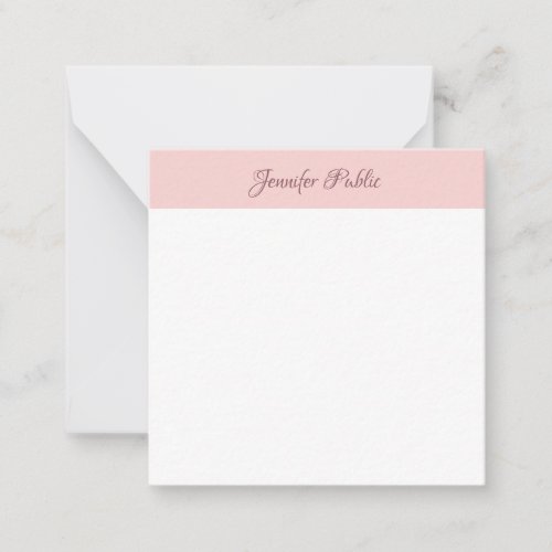 Blush Pink Calligraphy Script Name Simple Modern Note Card