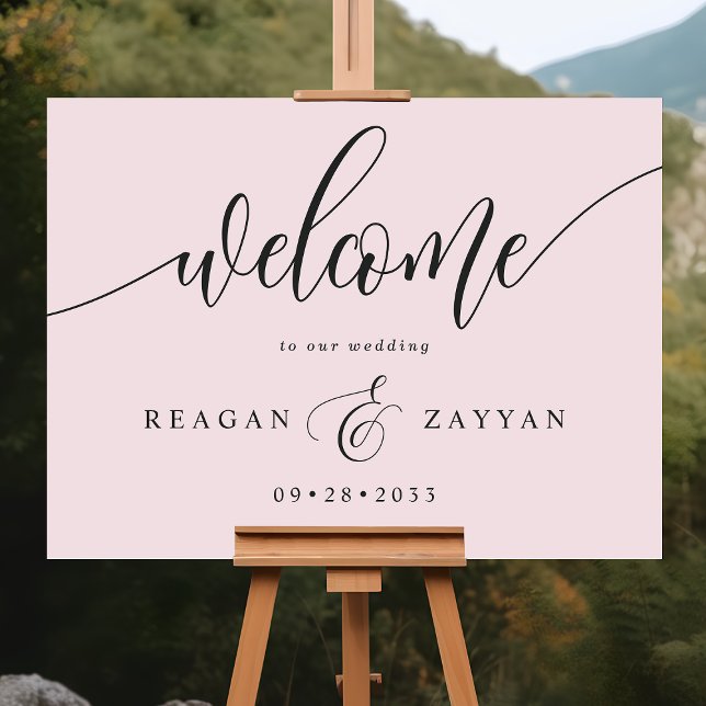 Blush Pink Calligraphy Wedding Welcome Foam Board (Creator Uploaded)