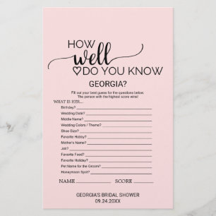Blush Pink Calligraphy What's In Your Purse Game