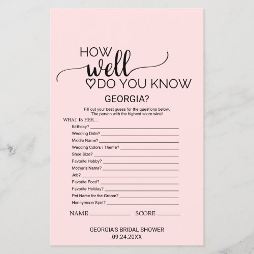Blush Pink Calligraphy Whats In Your Purse Game