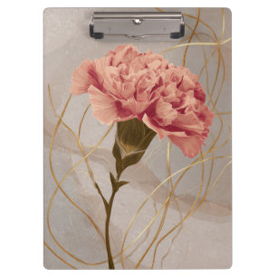 Blush Pink Carnation Floral Gold Clipboard