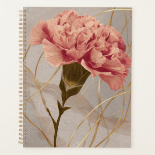 Blush Pink Carnation Floral Gold Planner