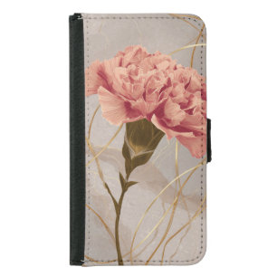 Blush Pink Carnation Floral Gold Samsung Galaxy S5 Wallet Case