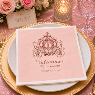 Blush Pink Carriage Princess Quinceañera Napkins
