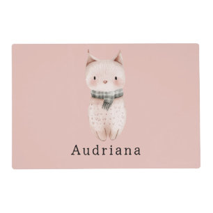 Blush Pink Cat Birthday Placemat