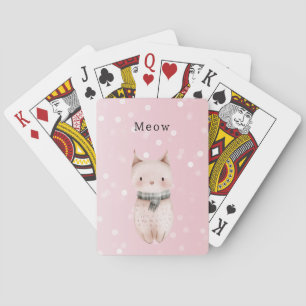 Blush Pink Cat Confetti Dots Poker Cards