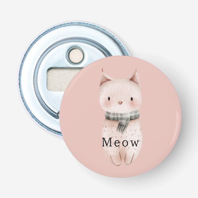 Blush Pink Cats Bottle Opener (Front)