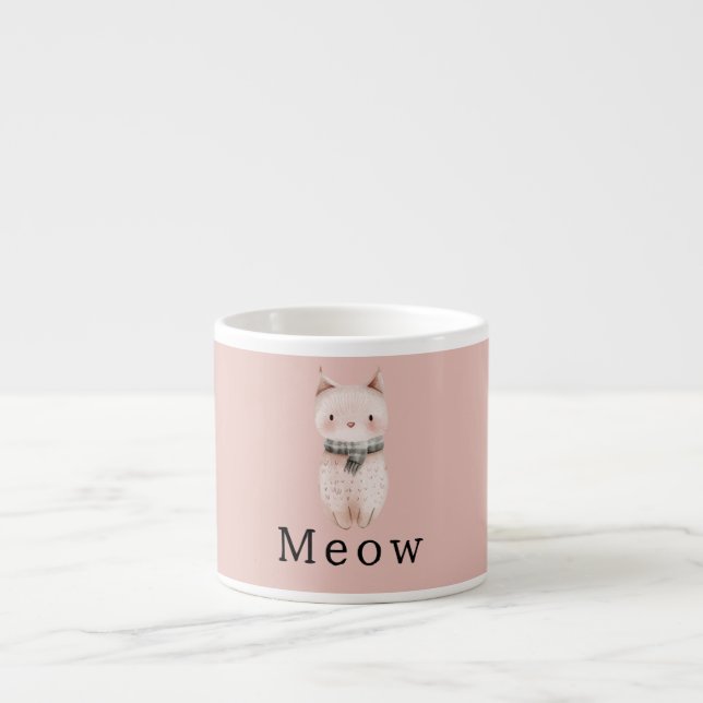 Blush Pink Cats Espresso Cup (Front)