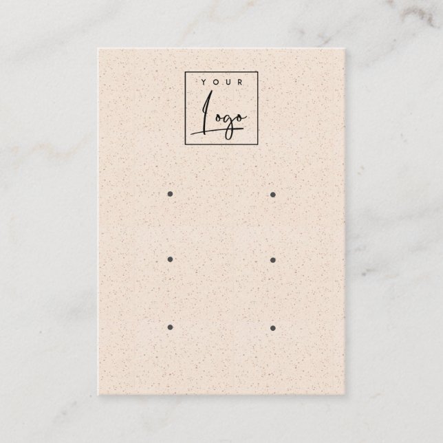 Blush Pink Ceramic Texture 3 Earing Display Logo Business Card (Front)