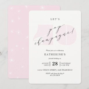Blush Pink Champagne 40th Birthday Party Invite