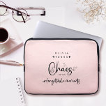 Blush Pink Chaos Coordinator Laptop Sleeve<br><div class="desc">The Blush Chaos Coordinator Laptop Sleeve is a stylish essential for any wedding or event planner, featuring sleek black-and-white script that proudly displays “chaos coordinator.” This modern and practical accessory makes the perfect gift for a wedding planner, keeping their essentials organized in style as they manage every detail for the...</div>