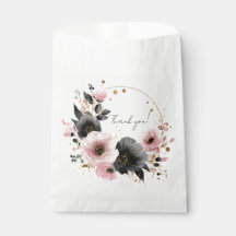 Blush Pink & Charcoal Floral Thank You Favor Bags